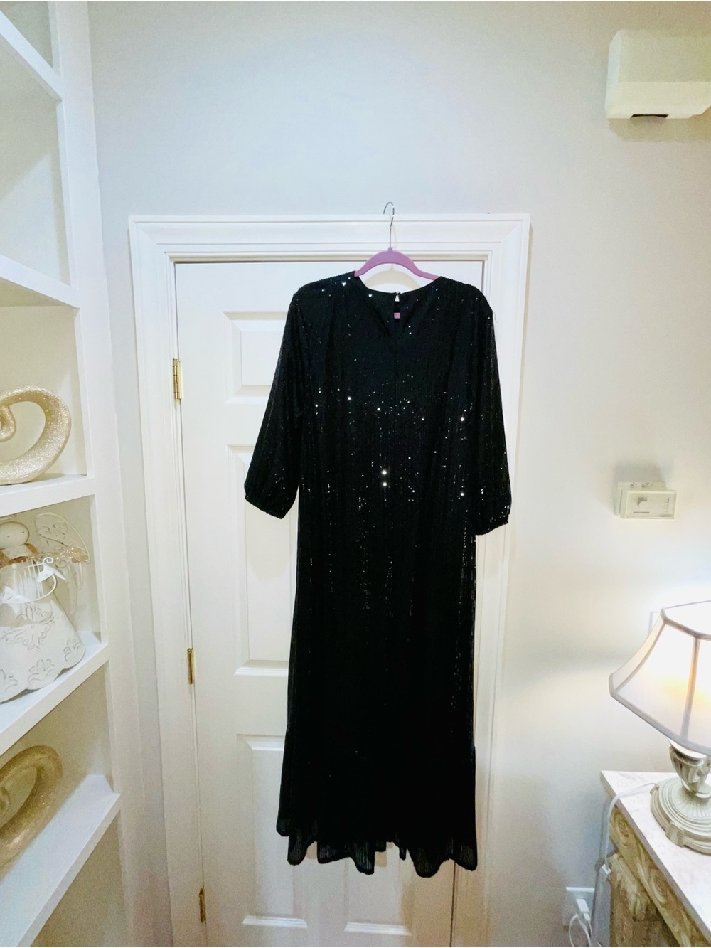 Black Sequin Long Sleeve Evening Dress - Picture 4 of 12